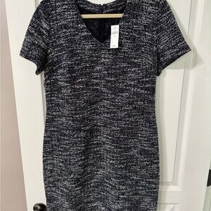 Banana Republic Navy and White Tweed Dress